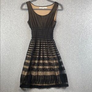 Studio M little black dress Y2K sheer lace smocked witchy fairy grunge XS